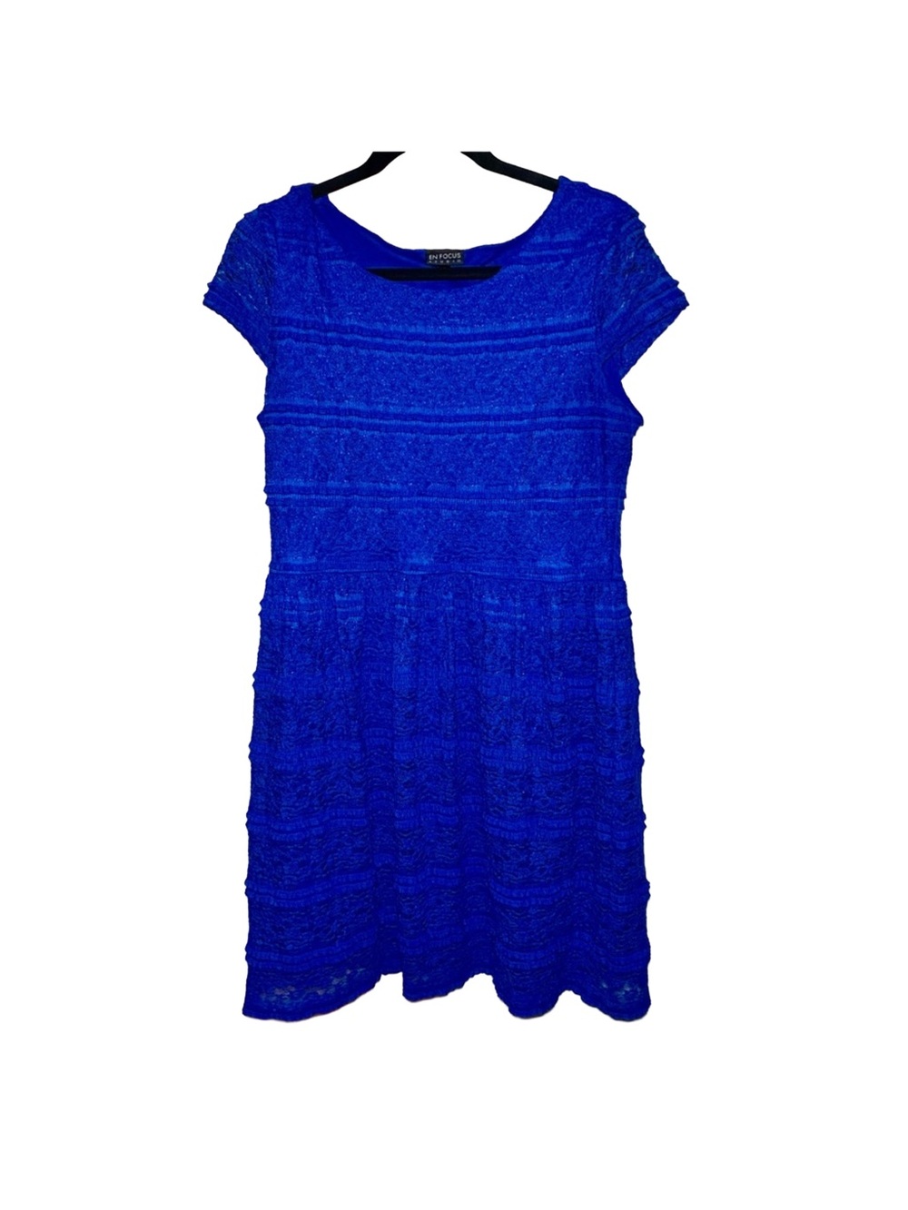 Y2K En Focus Studio Womens Mini Dress Blue Fit‎ Flare Scoop Neck Size 4